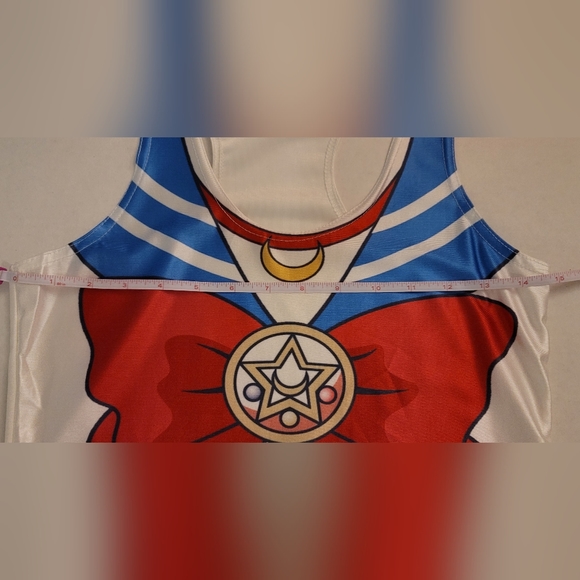 SAILOR MOON Y2K tank top white scoop neck silky material   sz 6 - Picture 2 of 11
